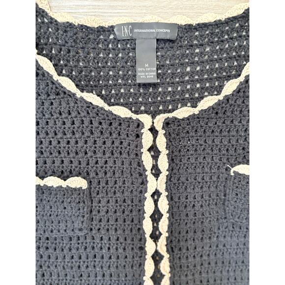 Vintage Y2K Crochet Cropped Cardigan Sweater M Old Money Preppy Office Siren - Picture 8 of 10